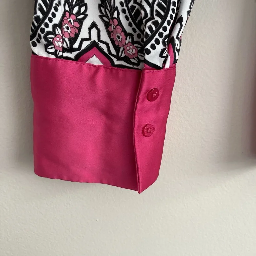 Maison d' Amelie Womens Button Up Geometric Paisley Print Blouse Size Medium - Picture 4 of 10